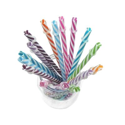 China Mix Color Drinking Accessary Striped Long Hard Plastic PP Drinking Straw for sale