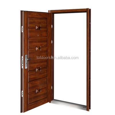 中国 3D Design Mosha wood finish Heat insulation Exterior Security Embossed House Doors 販売のため