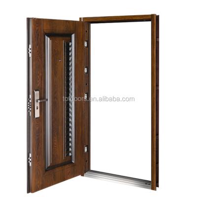 중국 Wood Grain Style Front Door Iron Exterior Single Gate Design Popular for Africa Market 판매용