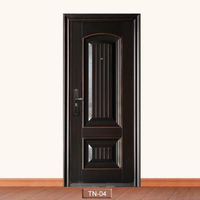 China 2020 Latest Design Kerala Door Designs Steel Exterior Door Metal With Aluminum Stripes for sale