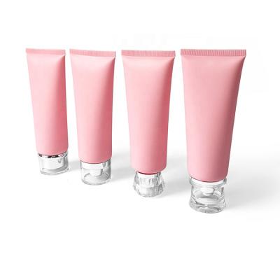 China 100g Cosmetic Pink Frosted Tube 100ml Plastic Plastic Face Wash Lotion Cream Cosmetic Tube Skin Care Hand Cream Packaging Matte Tube for sale