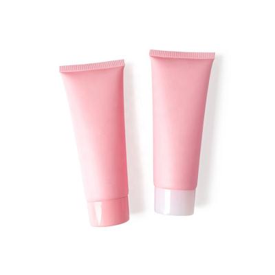 China 100g cosmetic pink frosted tube 100ml cosmetic pink hand cream packaging matte face wash cream flapper flip lid screw lid plastic lotion tube matte tube for sale