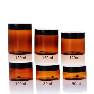 China Custom Plastic Honey Jar PET Food Jars 150ml 200ml 250ml Cosmetic Jar Canning Boxes With Lids Cream Container for sale