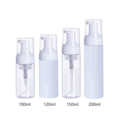 China Cosmetic Foaming Bottle 100ml 120ml 150ml 200ml Ivory White Clear Foam Pump Bottles Foam Detergent PET Empty Bottle for sale