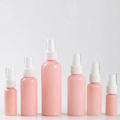 China 30ml 50ml 60ml 80ml 100ml 120ml Cosmetic Plastic Bottle PET Spray Cosmetics Bottle For Alcohol Pink Perfume Bottle for sale