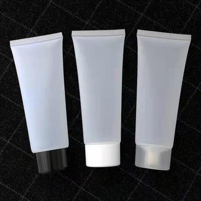 China Cosmetic in spot 100ml 100g 3.3oz clear frosted cosmetic squeeze tube with various lids lotion tube for sale