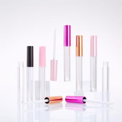 China Cosmetics Empty Matte Pink Lip Gloss Tube With Magic Wands 3ml Packaging Lip Gloss With Brush Customize Logo Lip Gloss Containers Tube for sale