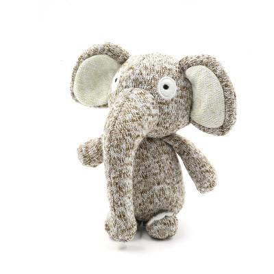 China Sustainable Durable Dog Toy Knit Fabric Gray Elephant Squeaky Animal Toys For Dog Chew for sale