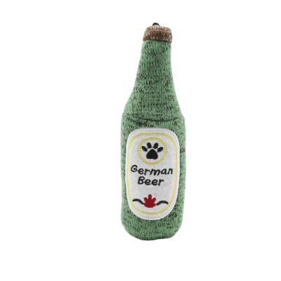 China Sustainable dog Toy Knit Beer Squeaky Plush soft but durable dog toy for sale