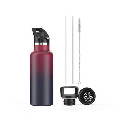 China PORTABLE Powder Coated Double Wall Vacuum Insulated Stainless Steel Sports Water Bottles With Straw for sale