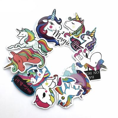 China Customized Cheap Waterproof+Eco-friendly Cartoon PVC Vinyl Luggage Laptop Skateboard Unicorn Stickers Unicorn Wall Sticker for sale