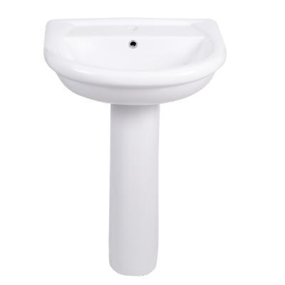 China Contemporary Bathroom Ceramic Half Pedestal Wall Hung Basin Semi-hanging Art 560x455x830mm Wash Basin for sale