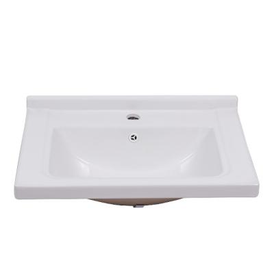 China Bathroom Contemporary One Piece Sink Solid Outdoor Ceramic Wash Basin With Rectangular Pedestal Sink Basin for sale