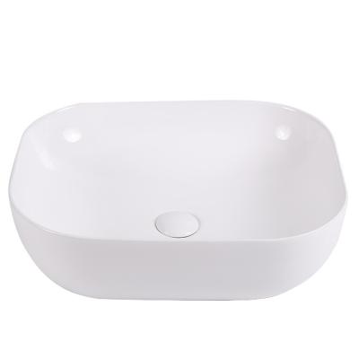 China Modern Bathroom Sink Products Bathroom Dresser Countertop Sink Rectangular Ceramic Art Basin for sale