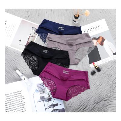 China 2021 Wholesale new arrival silk satin women antibacterial briefs ladies ice lace silk seamless underwear for sale