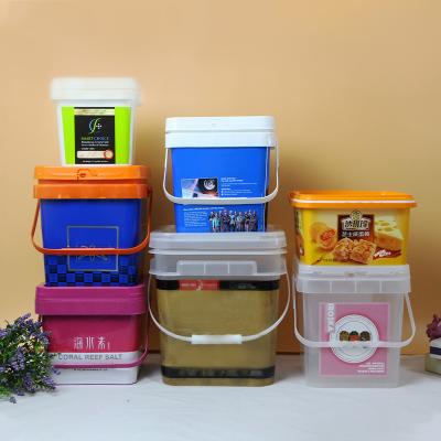 China 1L 2L 3L 4L 5L Plastic Custom Square Popcorn Food Ice Cream Tools Bucket With Lid And Handle for sale