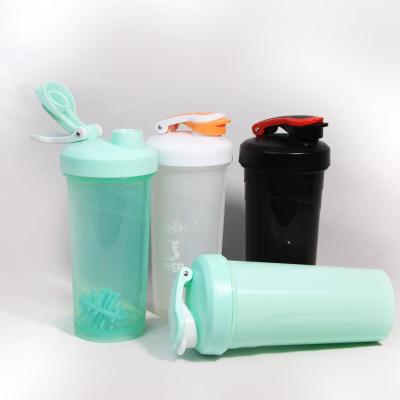 China Custom Gym Viable Water Shaker Bottles Plastic Protein Fitness Shaker Cup With Mixing Ball for sale