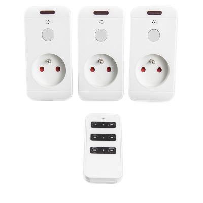 China RF-01C Residential/Multi-Purpose French Type Socket RF Wireless Remote Control Socket For Household Appliances (1 Socket +3 Remote Control) for sale