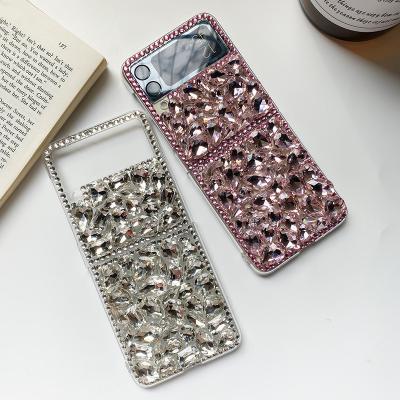 China Waterproof PC Diamond Women Luxury Shockproof Custom Color Rhinestone Dragons Phone Case For Samsung Z Flip 3 for sale