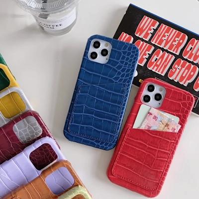 China Bestselling Luxury Shockproof Cell Phone Shockproof Leather Case With Crocodile Pattern For 14 13 Pro 12 Max for sale