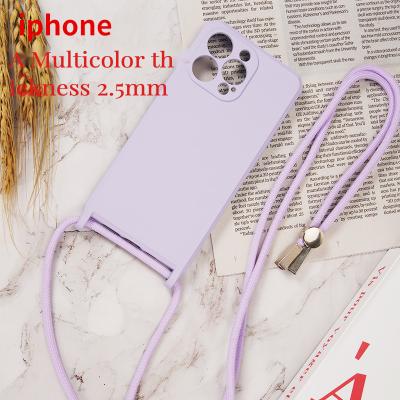 China Strap Lanyard Silicone Phone Case For Lady Dragons Silicone Phone Cover String Necklace Shockproof 14 13 12 pro max for sale