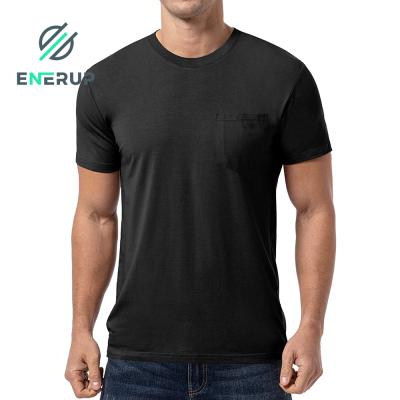 China Enerup Anti-pilling Black Bamboo OEM/ODM O Collar Deep Quick Dry Sports Plus Size Soft Short Sleeve Men's T-Shirt for sale