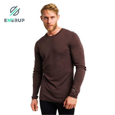 China Men's Antibacterial Thermal Base Layer 100% Enerup OEM/ODM Merino Wool Long T-shirt Underwear for sale