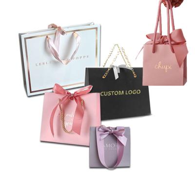 China Pretty Appearance Recyclable Gift Bags With Ribbon Handles Gift Bag With Logo Custom Gift Bags for sale