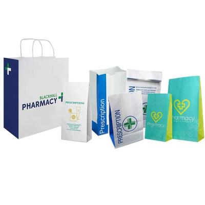 China Recyclable custom white eco friendly disposable kraft paper medicine pharmacy packaging airplane vomit barf bag with logo print for sale