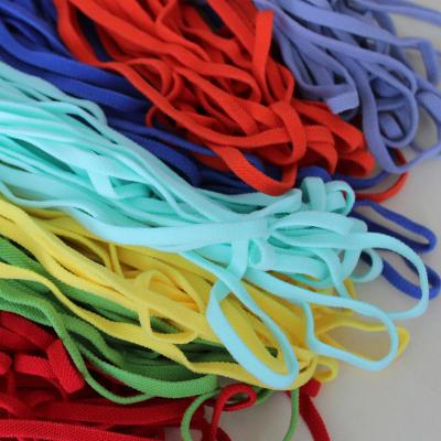 China Wholesale Custom Colorful Flat Earloop Cotton Seersucker Rope High Elastic Mask Elastic Gently Recycled Earloop High Elastic Band For Face Mask for sale