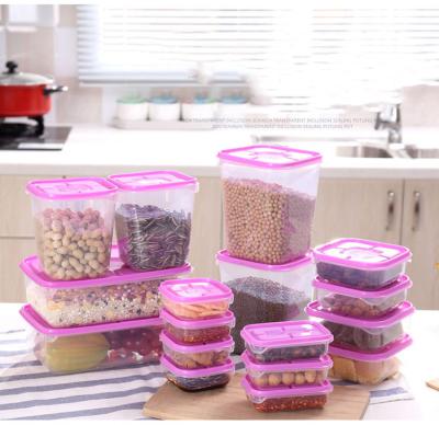 China Freshness Preservation 17pcs/set Kitchen Organizer Grains Beans Storage Jar Keep Fresh Food Storage Box Fridge Food Sealed Crisper Container for sale