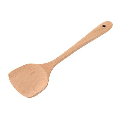 China Viable simple kitchen utensils without paint and wax beech handle long pot shovel soup spoon modern lettering for sale