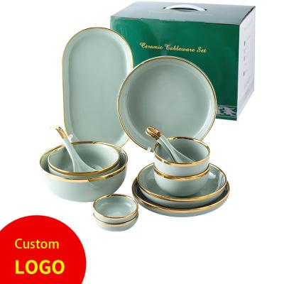 China 10 18 27 Viable Bowls and 35 Piece Dishes Set Ceramic Phnom Penh Bowls and Rice Dishes Combination Housewarming Dinnerware Set Gift for sale