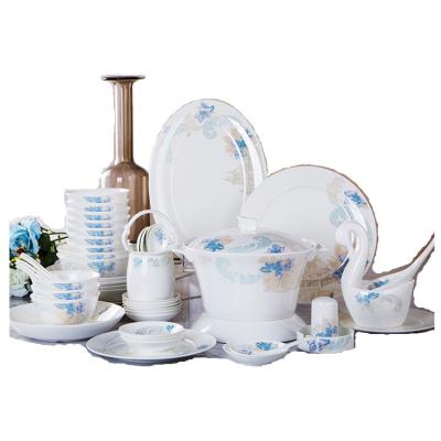 China Tableware Set Jingdezhen Ceramic Porcelain Bowl Dish Dinnerware Set Hotel Japanese Wedding Gift 28/32/60 for sale