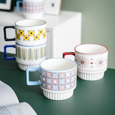 China Creative Water Cup INS Wind Milk Cup Household Viable Net Red Nordic Ceramic Brand Stacked Single Coffee Mug for sale