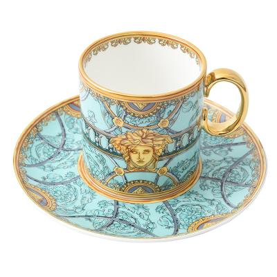 China Sustainable Tea Cups And Saucers Luxury Coffee Cups Bone China Gold Edge Coffee Cup And Saucer Set for sale