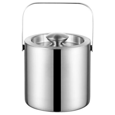 China 304 Stainless Steel Ice Bucket Bar Beer Red Wine Double Bucket KTV Club Viable Straight Ice Bucket for sale