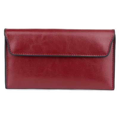 China 2022 New Design Waterproof Fashion Women Long Genuine Leather Clutch Purse Fashion Wallet Contracted Card Holder for sale