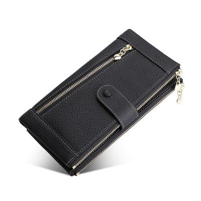 China New Retro RFID Women's Purse Multi-Card Wallet Casual Genuine Leather Large-Capacity Purse for sale