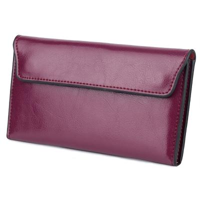 China 2022 New Design Waterproof Fashion Women Long Genuine Leather Clutch Purse Fashion Wallet Contracted Card Holder for sale