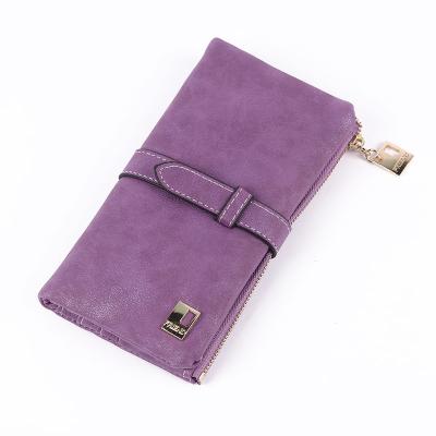 China Fashion Waterproof Wholesale Vintage Frosted Ladies Wallet Multi-caliber Clip Grab Long Purse for sale