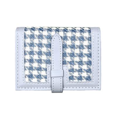 China 2022 New Style Women Card Wallet Waterproof Fashionable Houndstooth Card Holder Leather Purse for sale