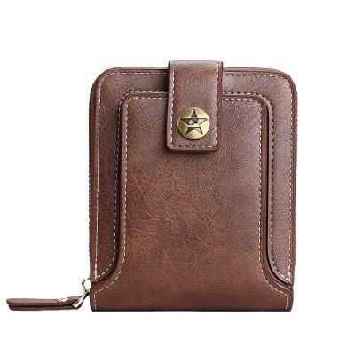 China Fashion Retro Pocket Wallet Multi Functional Short Zipper Buckle Waterproof Men's Wallet Triple Fold Card Purse for sale