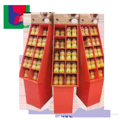 China Pop Material Recyclable Decorative 3 Tiers Cut Pattern Cardboard Paper Shelf Original Color Corrugated Pdq Display Box for sale