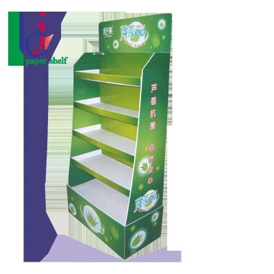 China Recyclable Material Supermarket High Quality Automatic Cardboard Floor Cosmetic Display Rack for sale