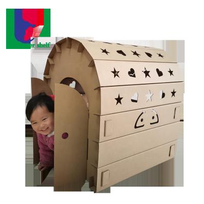 China Eco-friendly Custom Children's Handmade Model Making Color Graffiti Cardboard Box Toy Paper Shell House Cardboard Material House DIY for sale