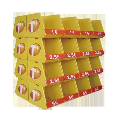 China Eco Friendly OEM Food Cardboard Pop Floor Nuts Pallet Rack Recyclable Material Portable Pallet Display Stands for sale