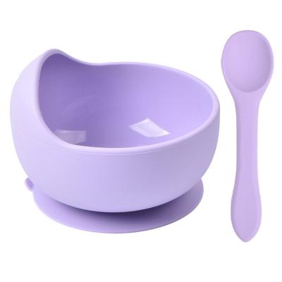 China Durable Baby Silicone Feeding Bowl And Spoon Set Baby Silicone Bowl And Spoon for sale