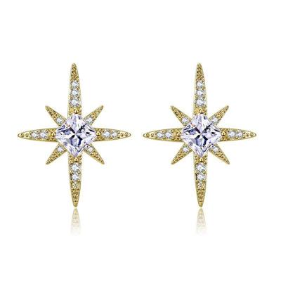 China New Trendy Fashion Zircon Jewelry Custom Gold Plated Octagonal Star Shape Irregular Earrings for sale