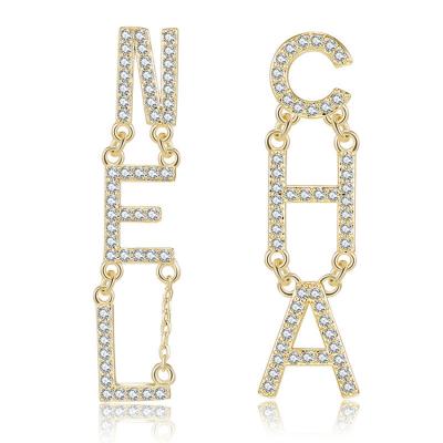 China FASHIONABLE Newcomers Personalized Zircon Jewelry Gold Plated Designs Letter Earrings Tassel Earrings for sale